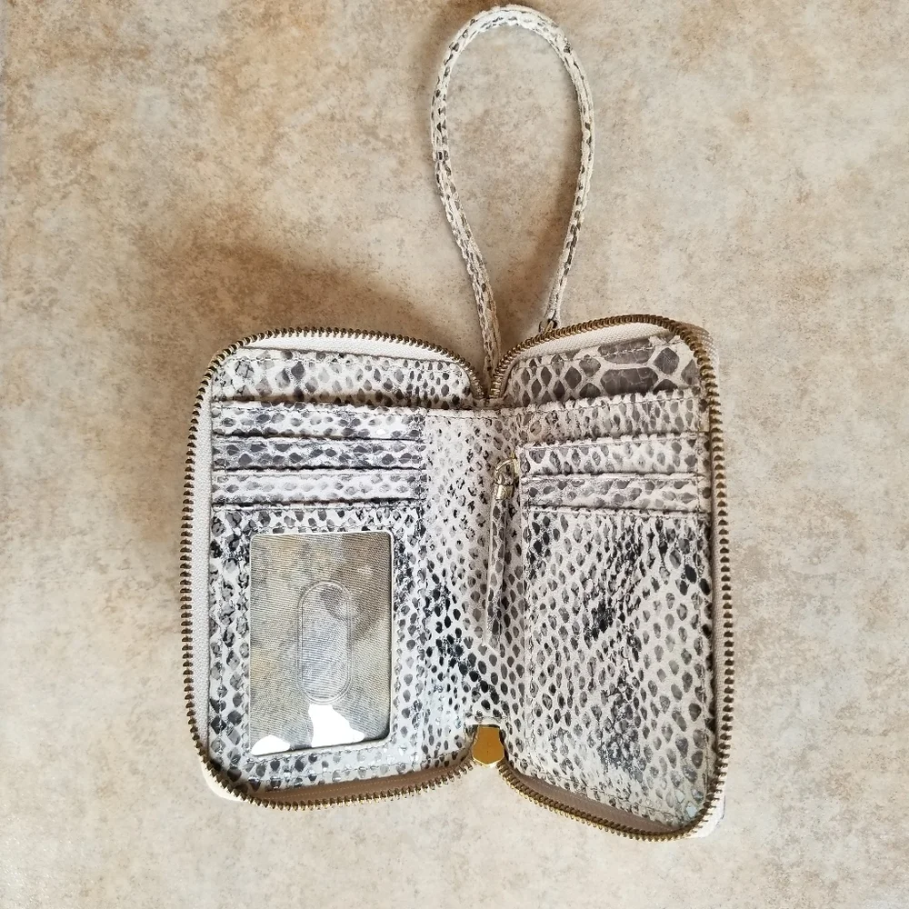 Elliott Lucca Grey Snakeskin Wristlet